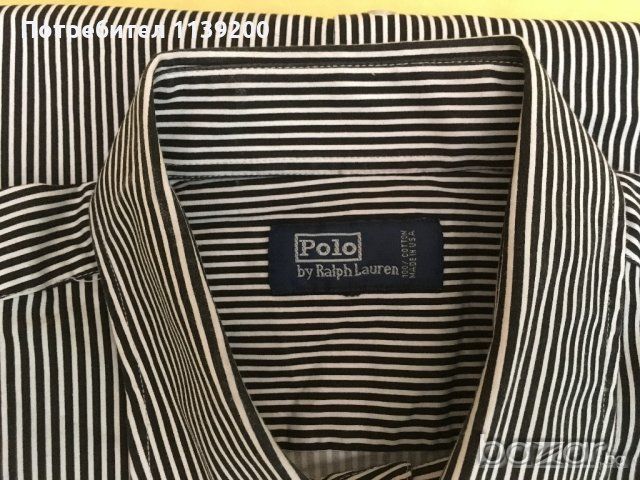 Polo Ralph Lauren USA М мъжка официална риза оригинал черно и бяло райе, снимка 7 - Ризи - 20866232