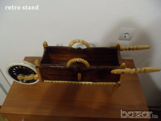 № 169 стара интериорна количка  - материал - дърво  - ръчна изработка  - размери 71 / 17 / 25 см  - , снимка 5 - Декорация за дома - 16640997