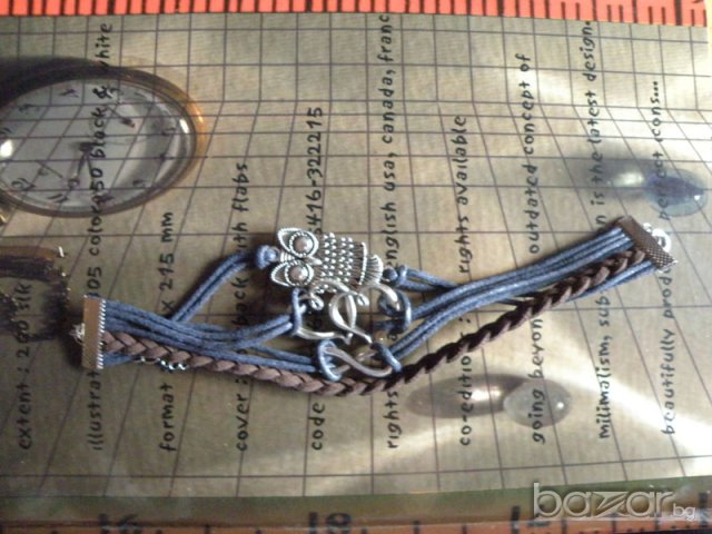 Гривна с висулка бухал, 2 сърца и безкрайност /В-09/