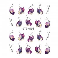 STZ-508 YZW-3045 лилави цветя слайдер ваденки водни стикери за нокти маникюр, снимка 1 - Продукти за маникюр - 22004125