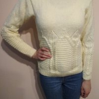 Ръчно плетена блуза с интересна плетка, снимка 5 - Блузи с дълъг ръкав и пуловери - 15652415