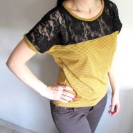 Дамска блуза с дантела в жълто, снимка 4 - Корсети, бюстиета, топове - 10785587
