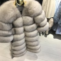 Дамско дълго палто от естествена лисица бежаво, снимка 1 - Палта, манта - 23052993