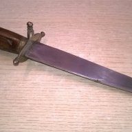 Стар нож индия-30см-дърво/метал/месинг-внос швеицария, снимка 5 - Ножове - 17807533