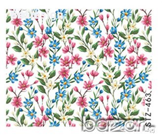 463 цял лист сини  розови цветя татос ваденки водни стикери за нокти маникюр, снимка 1