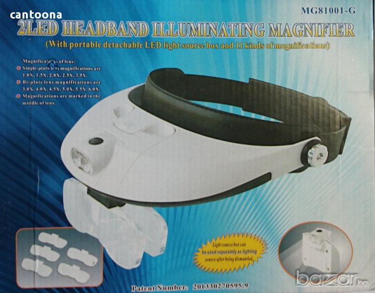 Професионална часовникарска/бижутерска лупа за глава с LED,нов модел, снимка 1