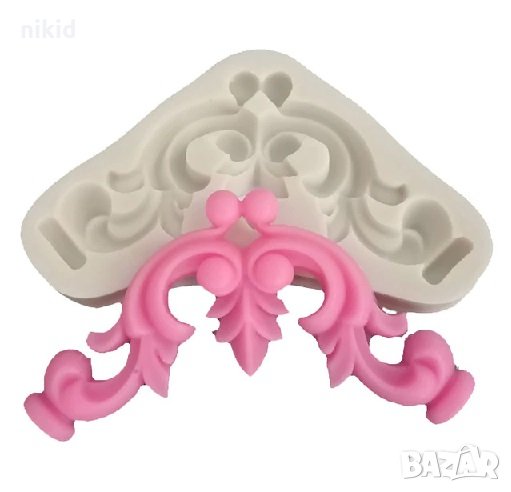 ОР34 обърнат орнамент силиконов молд форма декорация торта фондан шоколад и др., снимка 1