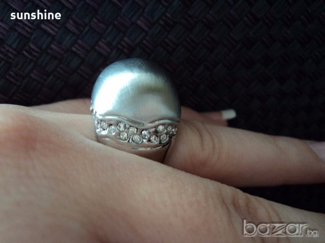 Сребрист матиран пръстен с елементи Сваровски, снимка 7 - Пръстени - 18476158