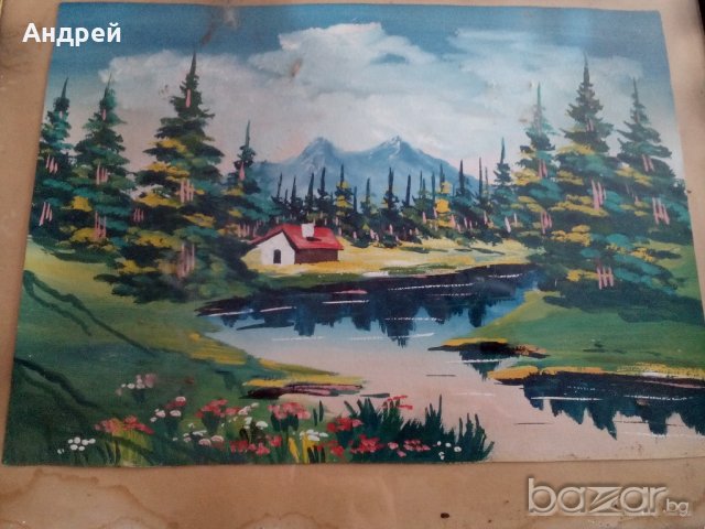 Стара рисувана картина, снимка 2 - Антикварни и старинни предмети - 20849770