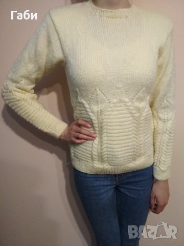 Ръчно плетена блуза с интересна плетка, снимка 5 - Блузи с дълъг ръкав и пуловери - 15652415
