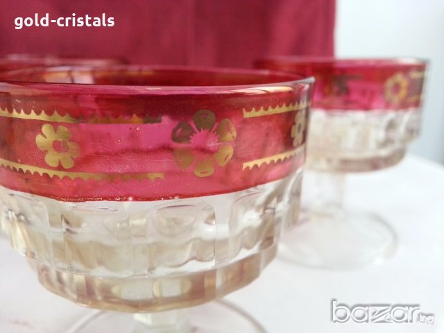  кристални чаши италия с позлата, снимка 4 - Антикварни и старинни предмети - 19846396
