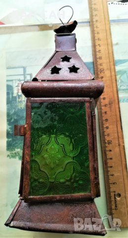 фенер с релефно зелено стъкло и патина + подарък, снимка 7 - Декорация за дома - 23560990