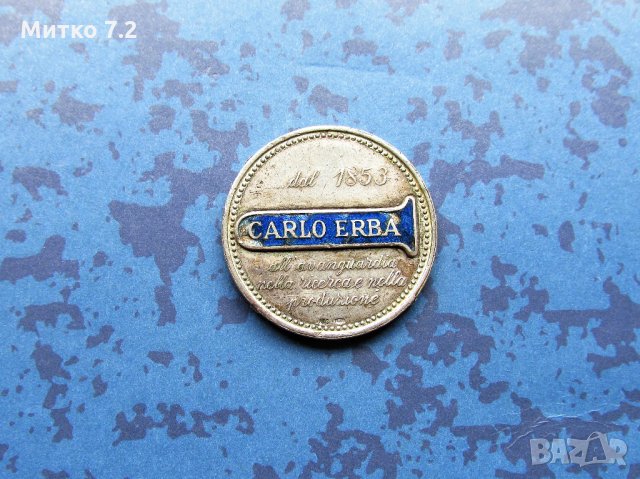 Стар сребърен медал - Carlo Erba, снимка 4 - Колекции - 23029092