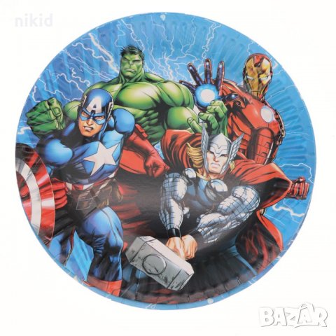Avengers Отмъстителите Капитан Америка Хълк Айрън 10 бр парти чинии чинийки
