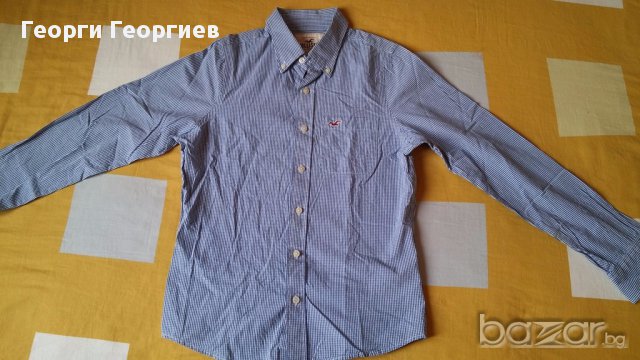 Мъжка риза Holister/Холистър, 100% оригинал, прекрасен син цвят, високо качество на използваните мат, снимка 4 - Ризи - 17619351