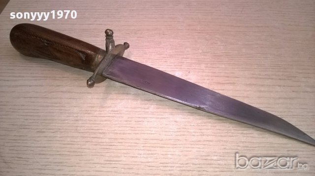 Стар нож индия-30см-дърво/метал/месинг-внос швеицария, снимка 5 - Ножове - 17807533