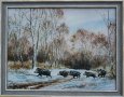 Зимен пейзаж с диви прасета, картина за ловци, снимка 1 - Картини - 24120068