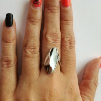 Ръчен сребърен  пръстен с бял седеф  , снимка 3 - Пръстени - 22883900
