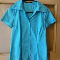 Дам.риза-"AMISU"-/памук+ликра/-тюркоазено-синя. Закупена от Италия., снимка 1 - Ризи - 22002605