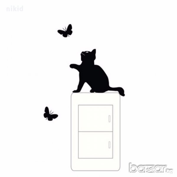 коте с пеперуди стикер за контакт ключ на лампа копчето, снимка 1