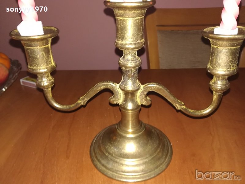 антика ретро свещник от швеицария-цвят злато, снимка 1