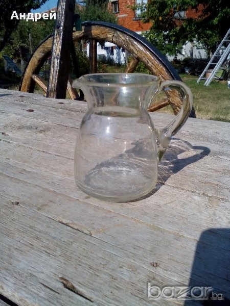Старинна стъклена каничка,кана, снимка 1