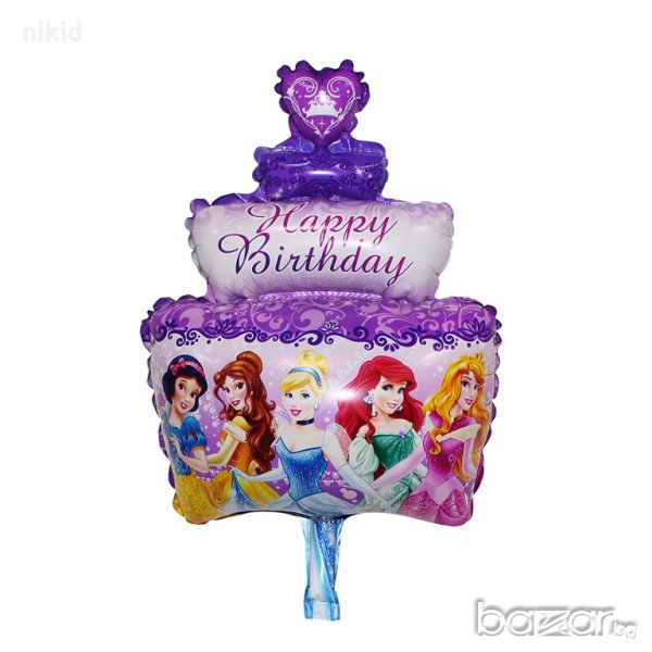 5 Принцеси Ариел Аурора Белл Снежанка Пепеляшка триетажна торта фолио фолиев балон хелий или въздух, снимка 1
