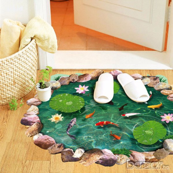 3D стикер лепенка спа у дома рибки за под плочки стена килим, снимка 1