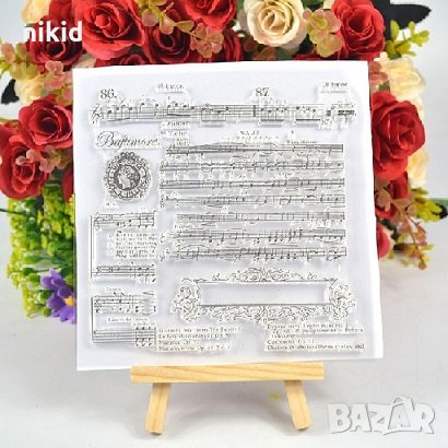 Текст ноти силиконов гумен печат декор украса бисквитки фондан Scrapbooking, снимка 1