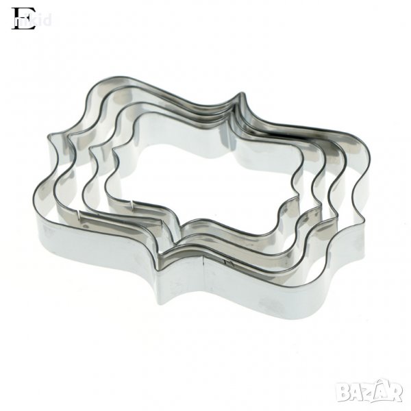 #Е 4 бр големи правоъгълни рамки метални форми резци рамка за сладки бисквитки фондан, снимка 1