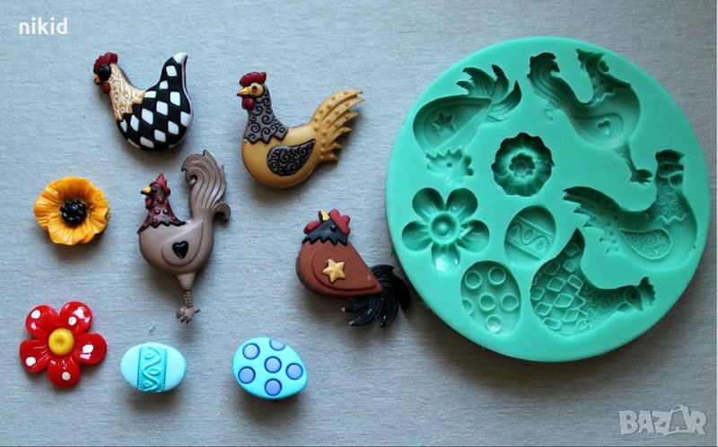 Великден Кокошка Яйце силиконов молд форма декорация украса фондан торта, снимка 1