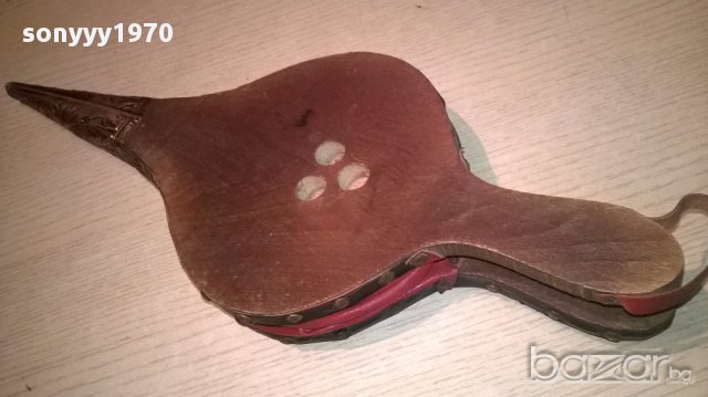 поръчана-Ретро духалка-мед/дърво/кожа-46/17см-внос швеицария, снимка 10 - Антикварни и старинни предмети - 16634256
