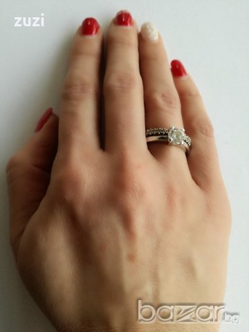 Сребърен пръстен с бели циркони - сребро проба 925 , снимка 6 - Пръстени - 20928736