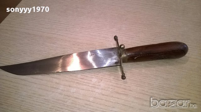 Стар нож индия-30см-дърво/метал/месинг-внос швеицария, снимка 4 - Ножове - 17807533