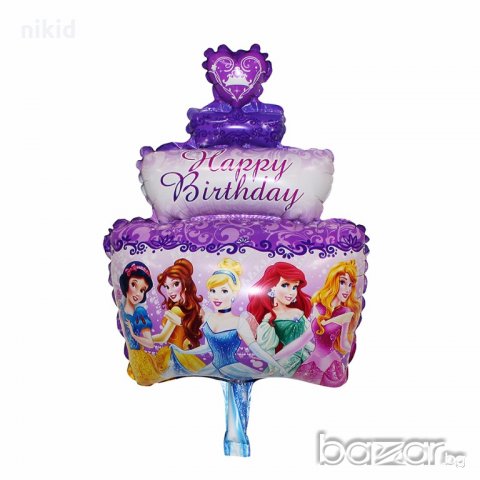 5 Принцеси Ариел Аурора Белл Снежанка Пепеляшка триетажна торта фолио фолиев балон хелий или въздух, снимка 1 - Други - 18854103