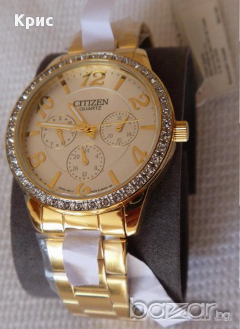 Нов ! Ръчен часовник Цитизен Сваровски Златен цвят, Citizen Swarovski Gold ToneED8122-59A, снимка 10 - Дамски - 12154134