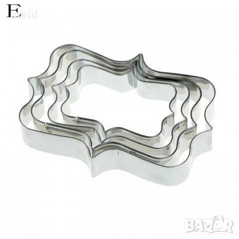 #Е 4 бр големи правоъгълни рамки метални форми резци рамка за сладки бисквитки фондан, снимка 1 - Форми - 23677739