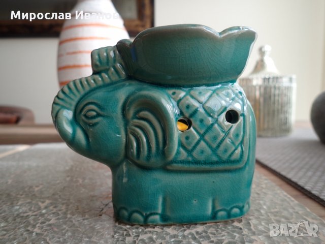 уникален керамичен свещник Слон от Тайланд 