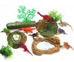 сет 8 динозаври гнездо дърво зеленина пластмасови фигурки за украса торта и играчки