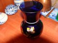 Винтидж стъклена ваза кобалт , снимка 4
