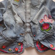 Детско дънково сако за момиче с красиви апликации, снимка 4 - Детски панталони и дънки - 10036339