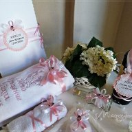 Комплект за кръщене в розово с калинки, снимка 3 - Подаръци за кръщене - 16542324