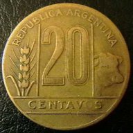 20 центаво 1946, Аржентина, снимка 1 - Нумизматика и бонистика - 15763293
