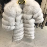 Дамско дълго палто от естествена лисица бяло, снимка 1 - Палта, манта - 23052988