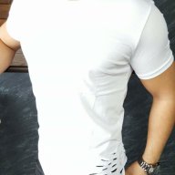 Бяла мъжка тениска с къс ръкав, снимка 1 - Блузи - 13951313