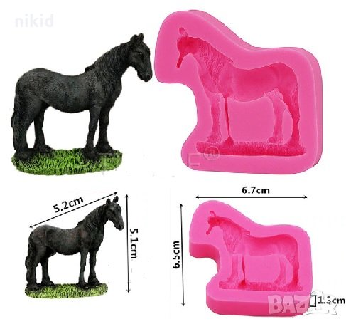 Кон на поляна силиконов молд форма декорация торта фондан шоколад и др., снимка 1