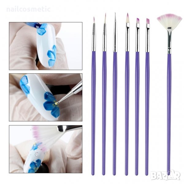 7 четки за маникюр с точкатор, снимка 1