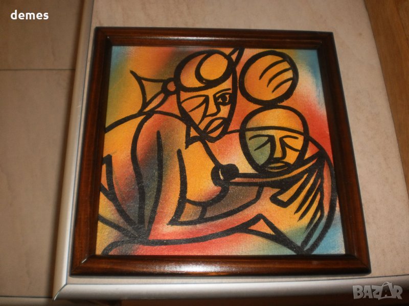  Мъж и жена-африкански батик в оранж, снимка 1