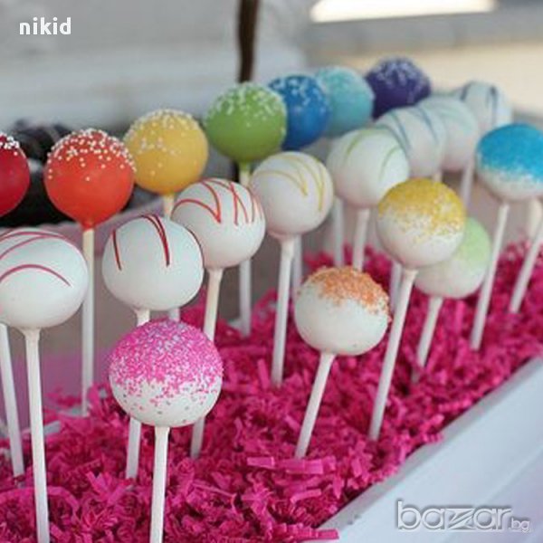 50 бр. бели пръчки пръчици за близалки клечки клечици лолипопс cake pops, снимка 1