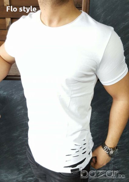 Бяла мъжка тениска с къс ръкав, снимка 1